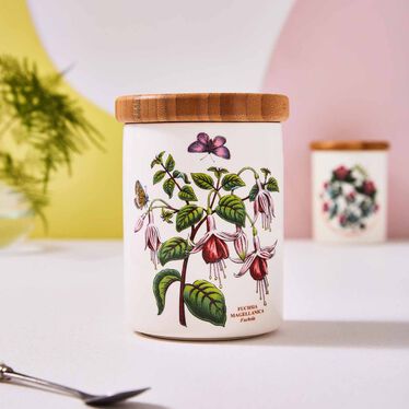 Botanic Garden 5.5 Inch Storage Jar, Fuchsia